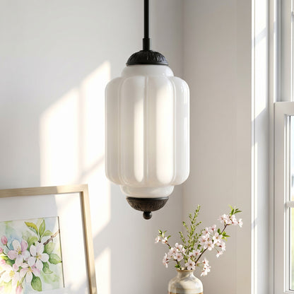 Cyrilith Farmhouse Pumpkin Glass Eloise Pendant Light