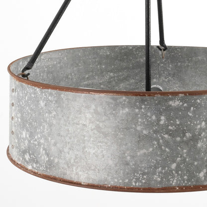 Bradley Industrial Distressed Metal Drum Shade Chandelier
