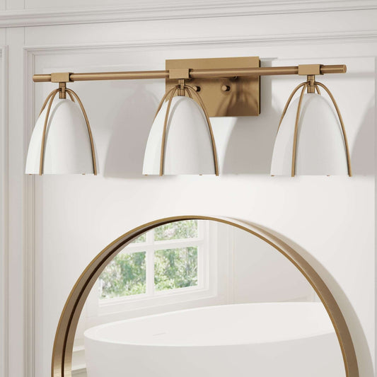 Glyntor 3 Light Metal White Cage Bathroom Vanity Light