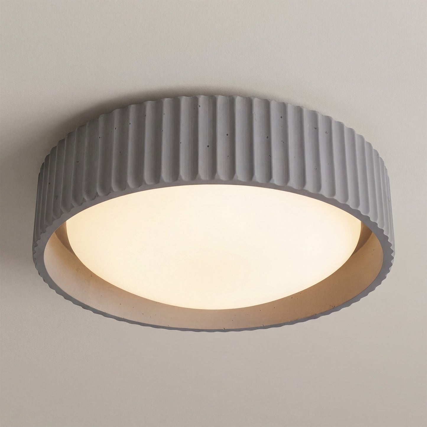 Arnold ‎Minimalist Round Led Fluted Concrete Ceiling Light