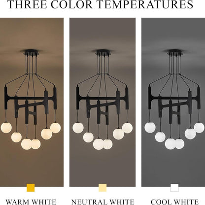 Astraea Farmhouse Wooden Branch Milk Glass Globe Chandelier