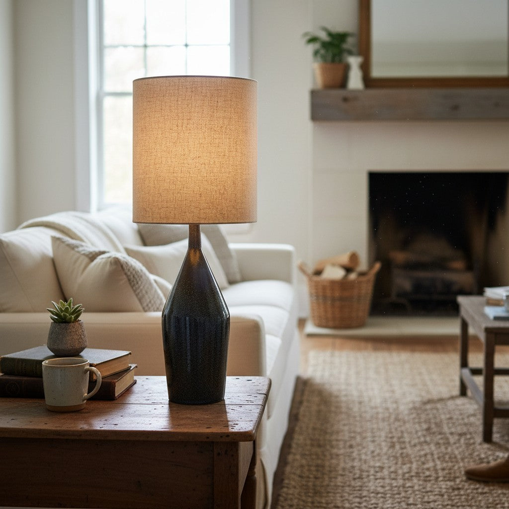 Daphne Vintage Ceramic Linen Shade Table Lamp