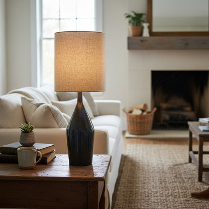 Daphne Vintage Ceramic Linen Shade Table Lamp