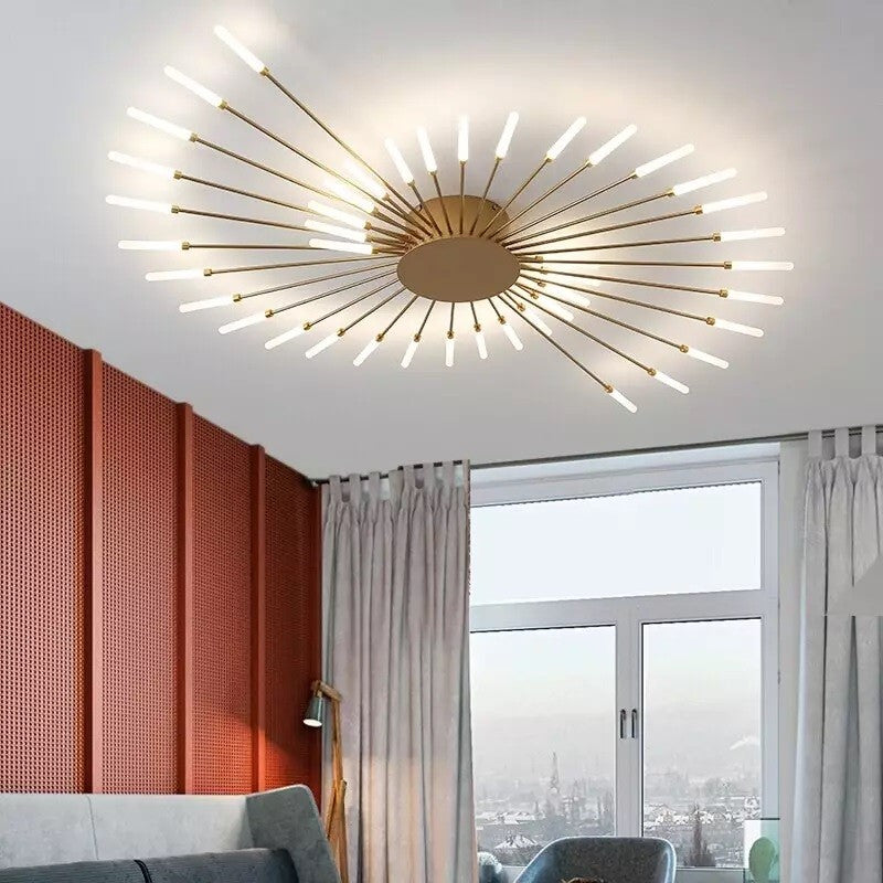 Pranika Modern Sputnik LED Fireworks Semi Flush Mount Ceiling Light