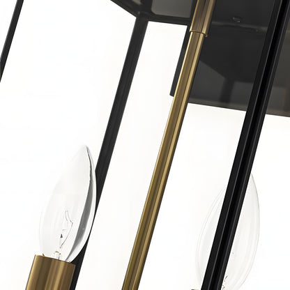 Lindsay Farmhouse Black And Brass Outdoor Lantern Wall Light