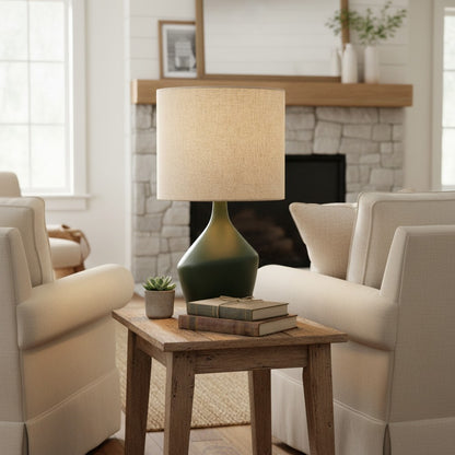 Daphne Vintage Ceramic Linen Shade Table Lamp