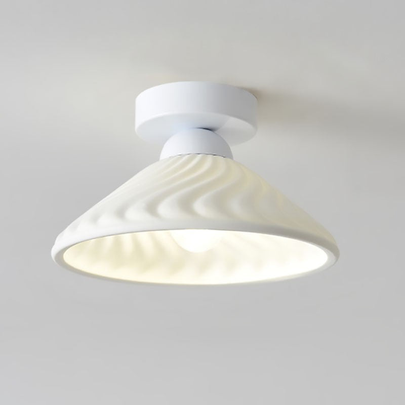 Rethen Light Luxury White Round Textured Ceramic Ceiling Light