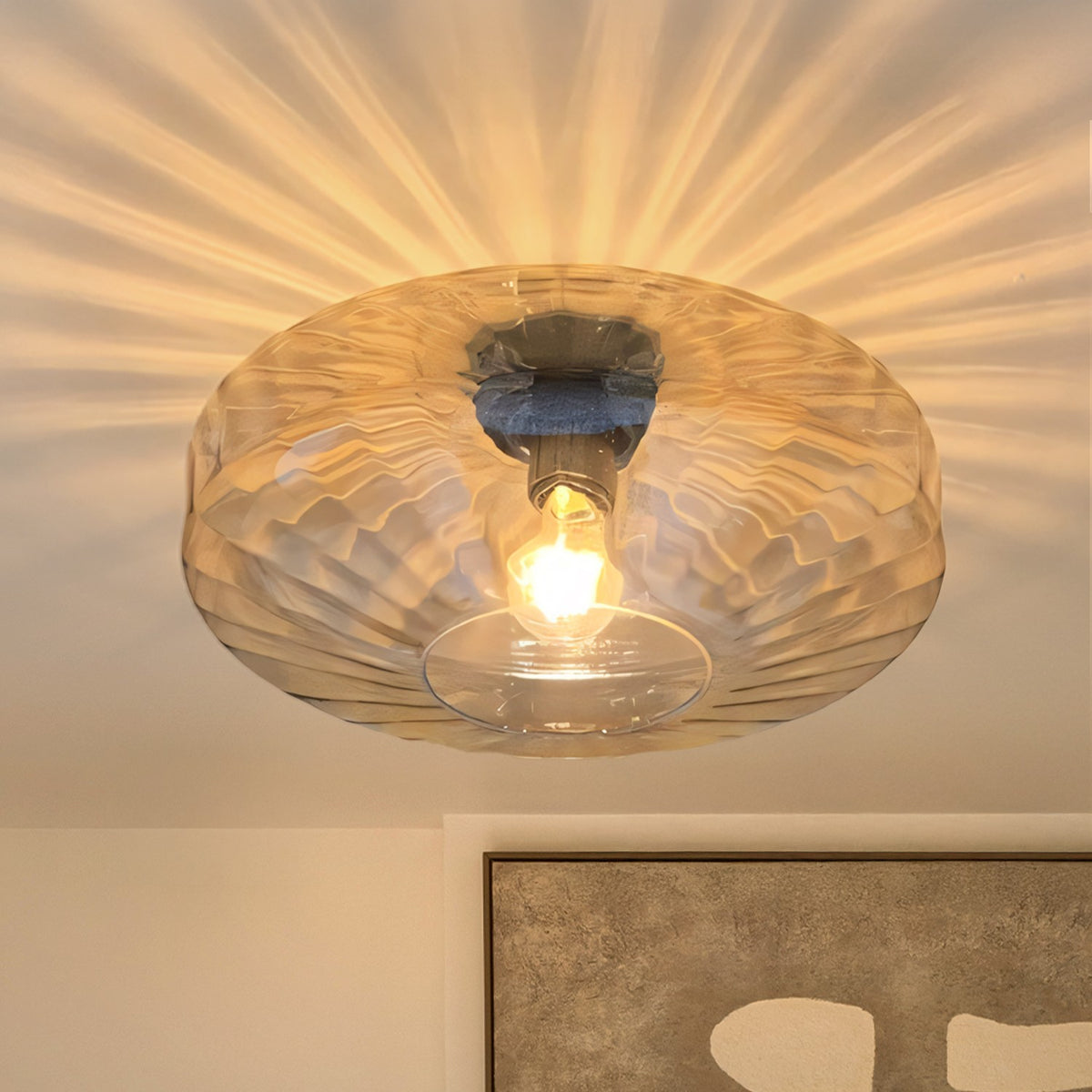 Ember Vintage Multi Color Water Ripple Glass Ceiling Light