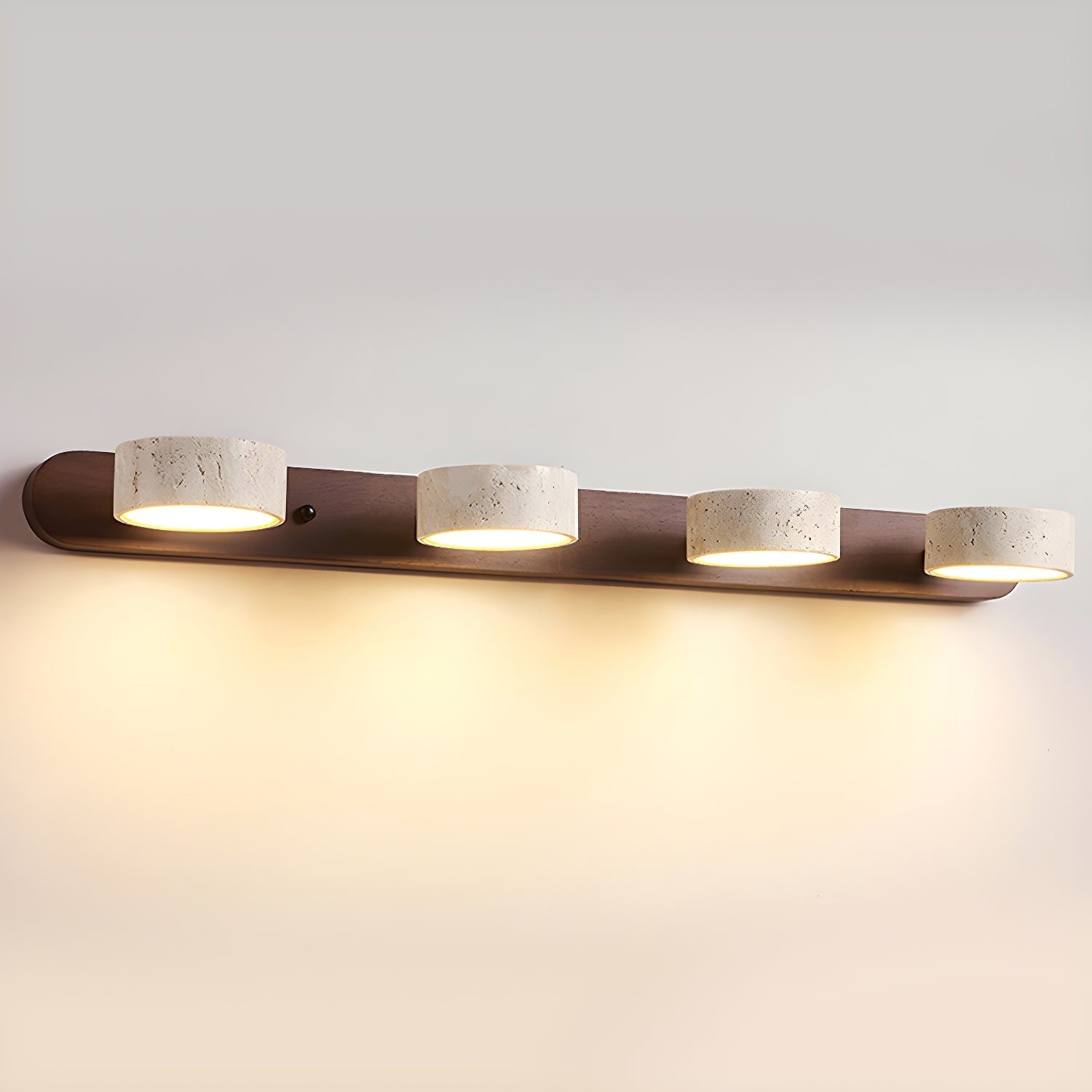 Benjamin Rustic Adjustable Travertine Wood Led Vanity Sconce