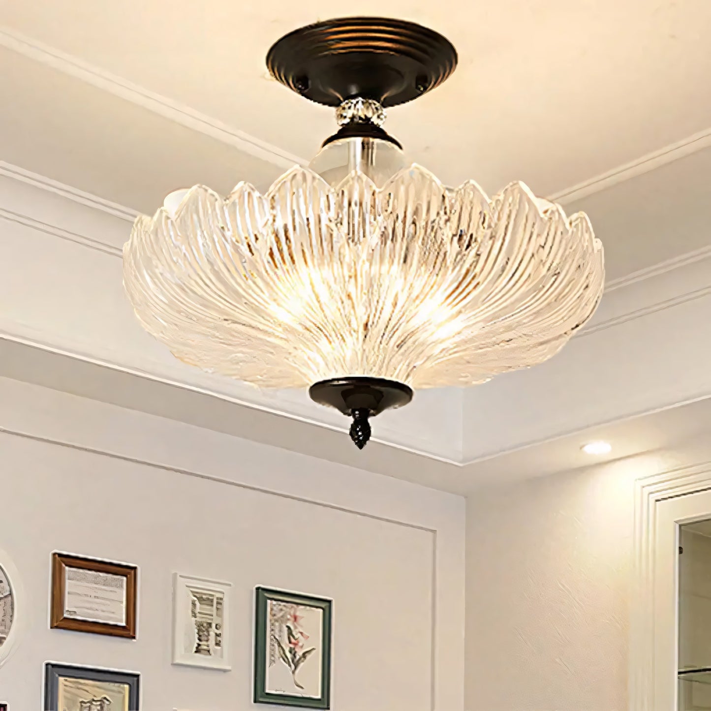 Wyrith Vintage Flower Crystal Flush Mount Light