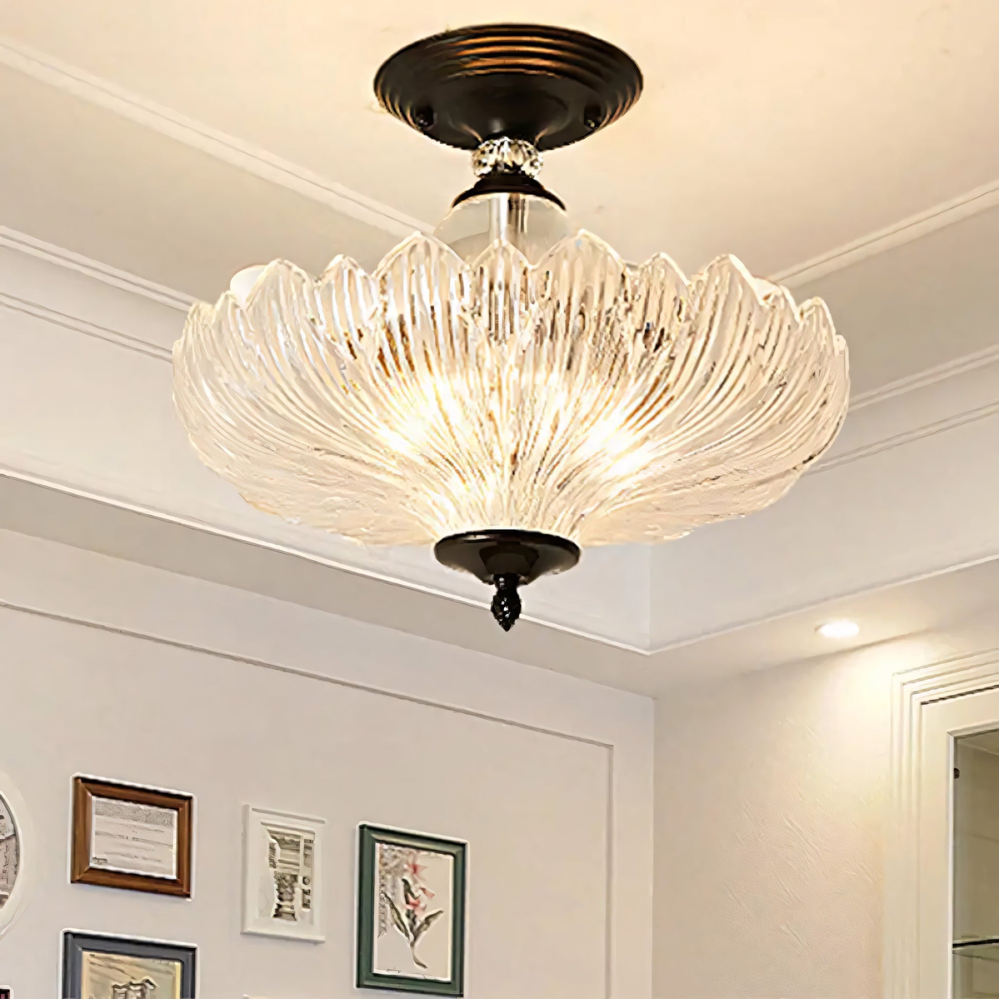 Wyrith Vintage Flower Crystal Flush Mount Light