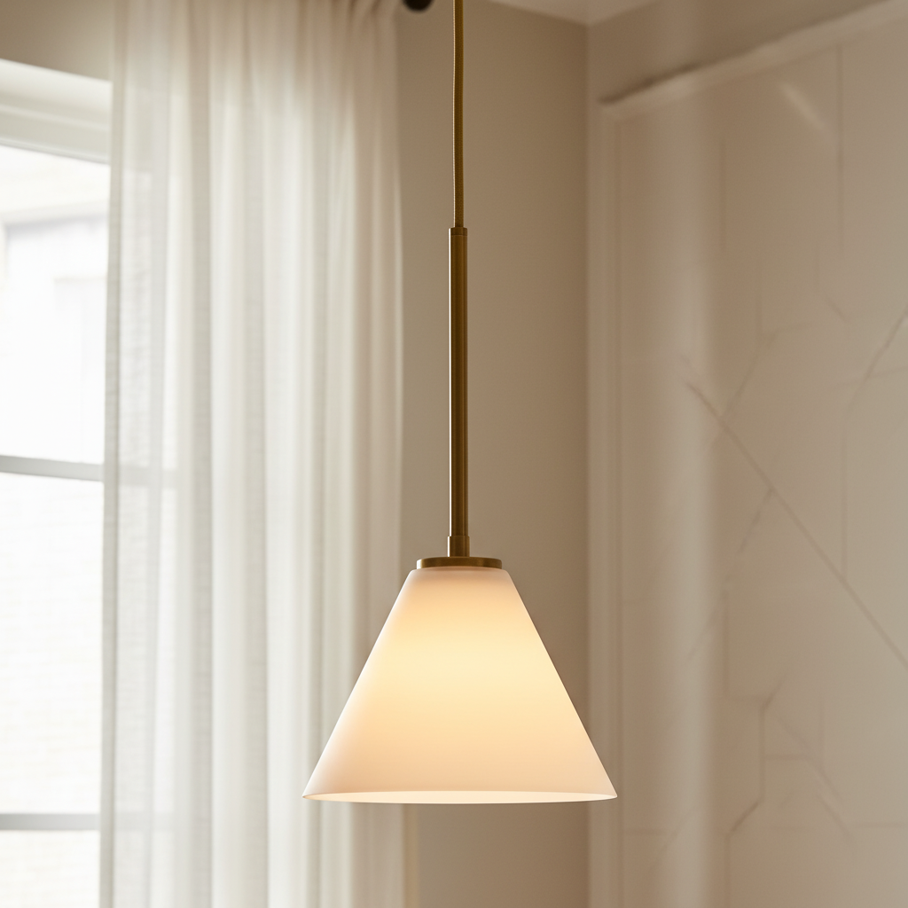 Nori Minimalist Brass Glass Cone Pendant Light