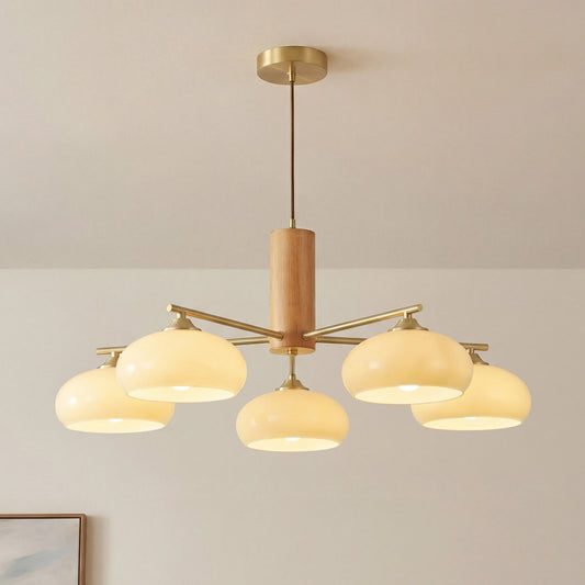 Xanthea Elliptical Persimmon Milk Glass Chandelier