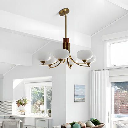 Juino Wood Farmhouse Milk Ball Sputnik Chandelier