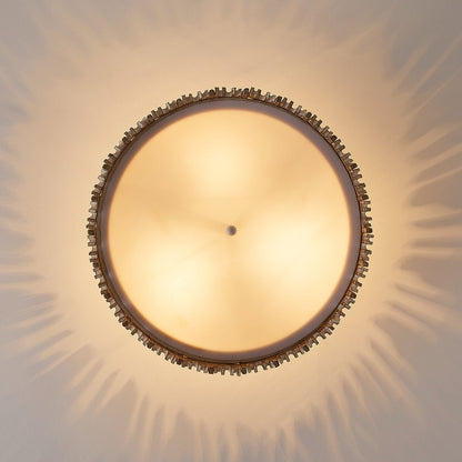 Callio Rustic Distressed White Wood Drum Semi Flush Mount Ceiling Light