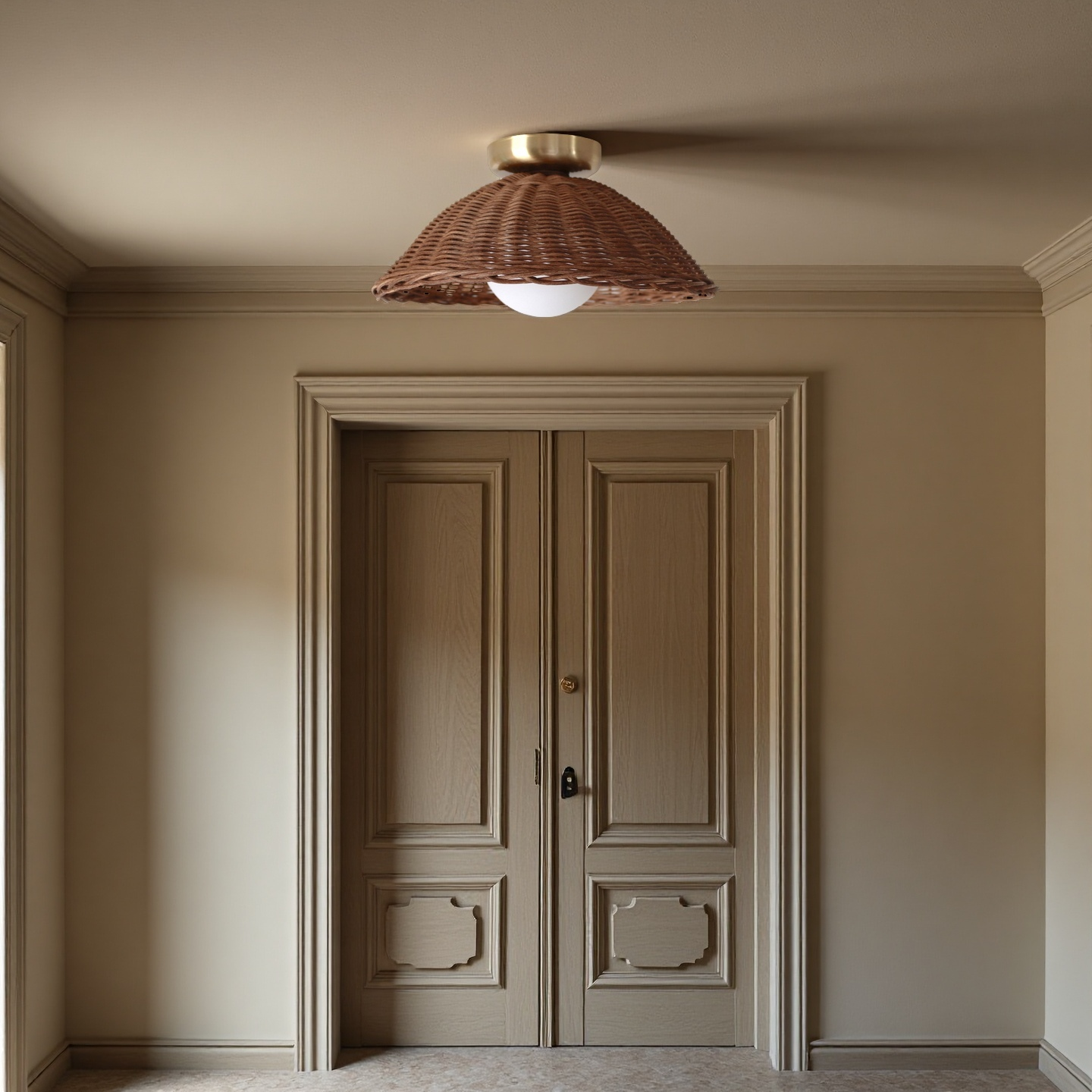 Allyson Farmhouse Rattan Flush Mount Ceiling Light