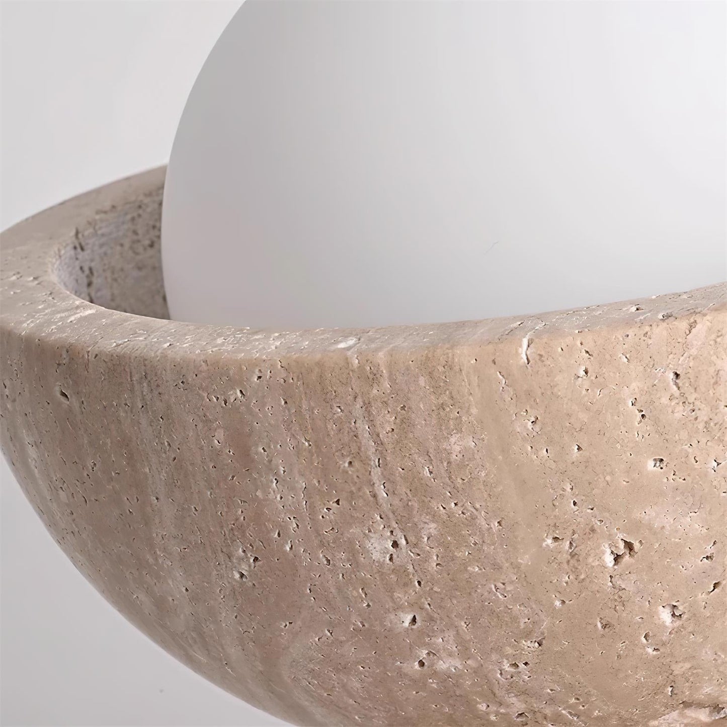 Flynn Wabi-sabi Bowl Shape Travertine Ceiling Light