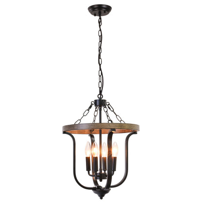 Richardson Industrial Black Wrought Iron Cage Pendant Light