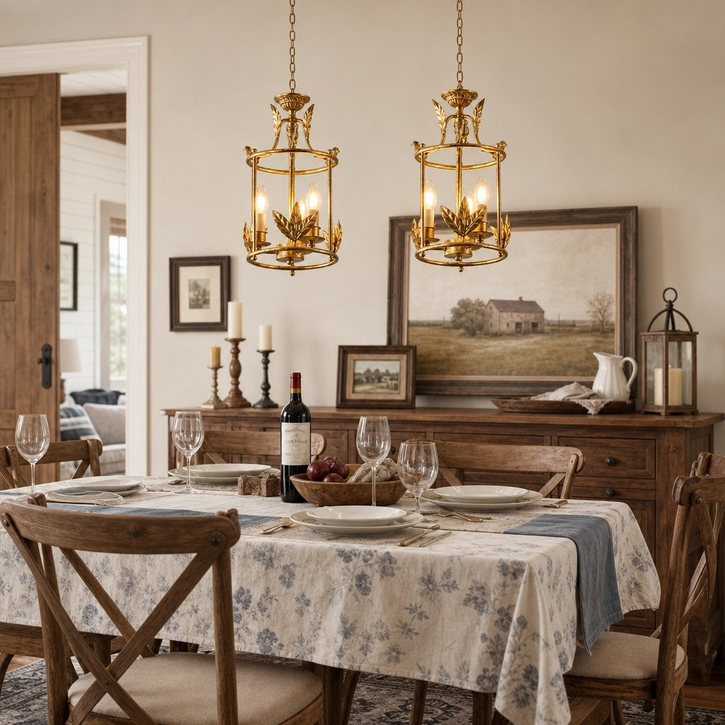 Bailee Vintage Decorative Leaf 3-Light Metal Lantern Pendant Light
