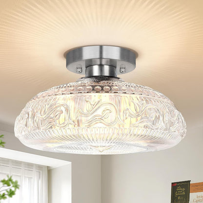 Cassandra American Country Patterned Glass Ceiling Light