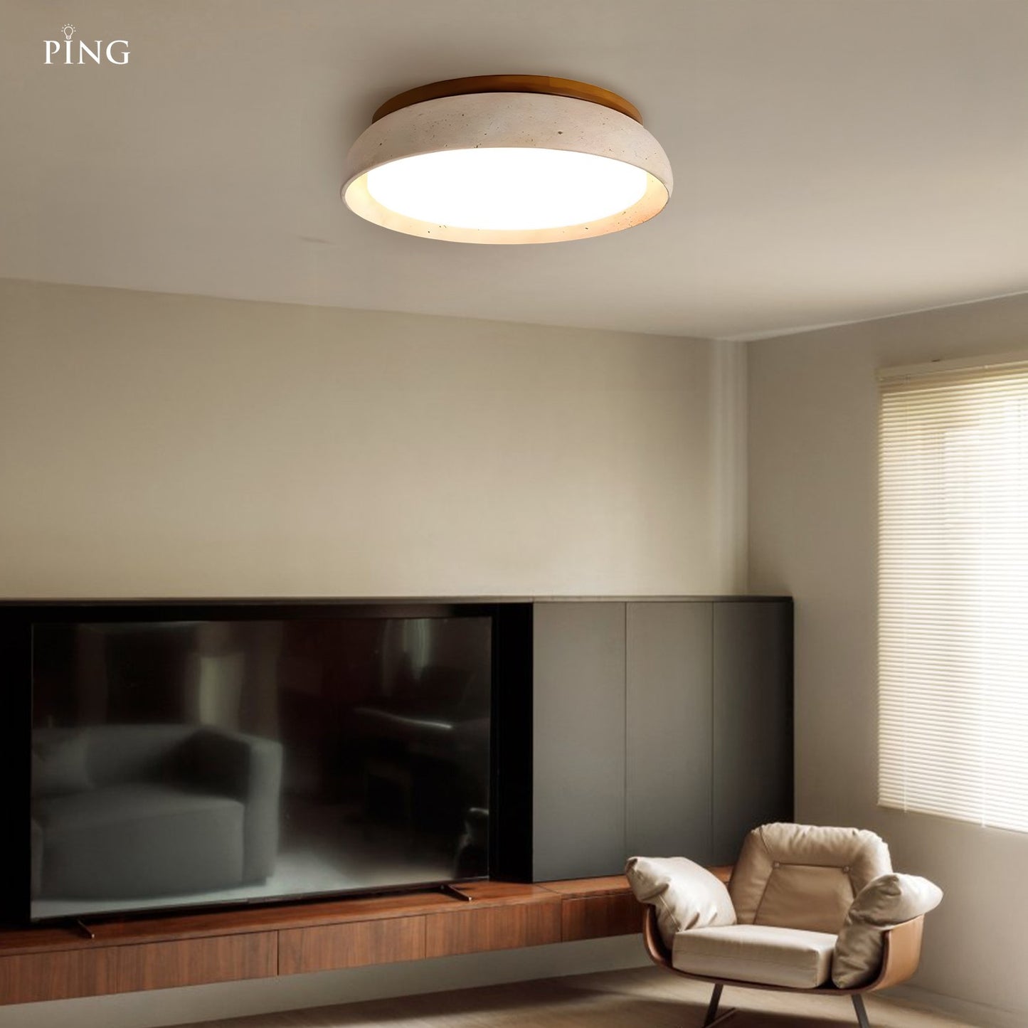 Nox Scandinavian Travertine Ceiling Light