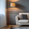 Zaden Vintage Gold Linen Shade Floor Lamp