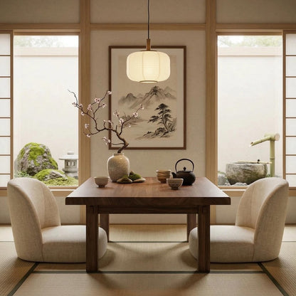 Drath Wabi Sabi Ribbed Paper Lantern Pendant Light