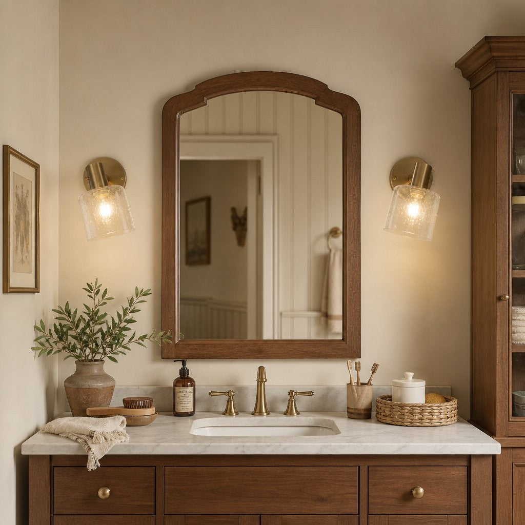 Caris Modern Brass Cylinder Glass Wall Sconce