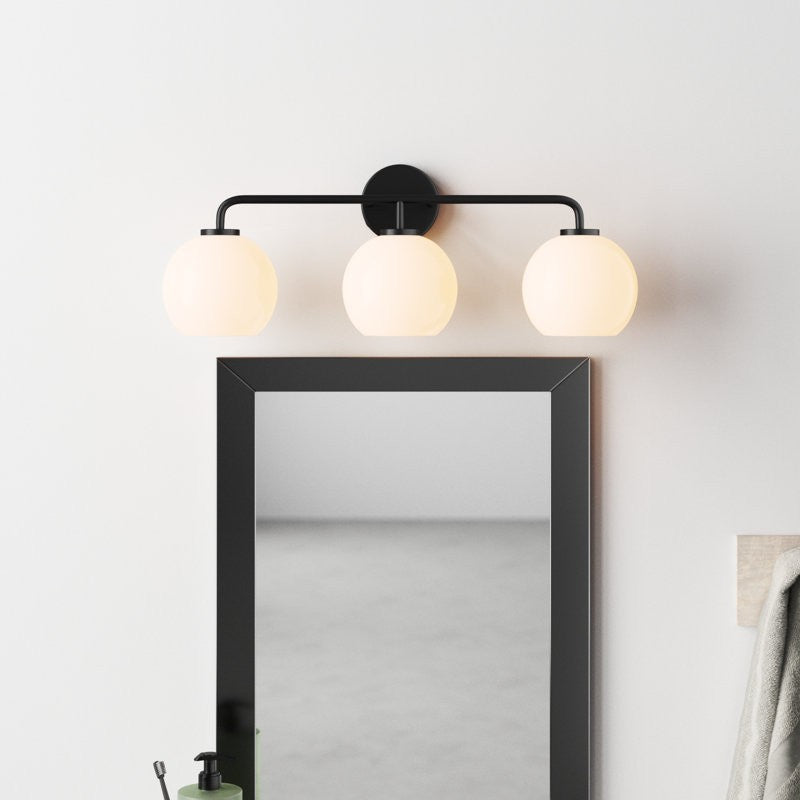 Ericka Farmhouse 3 Light Glass Globe Vanity Light