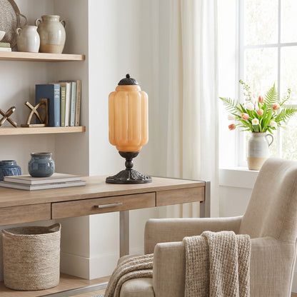 Nexos French Retro Cream Glass Textured Eloise Table Lamp