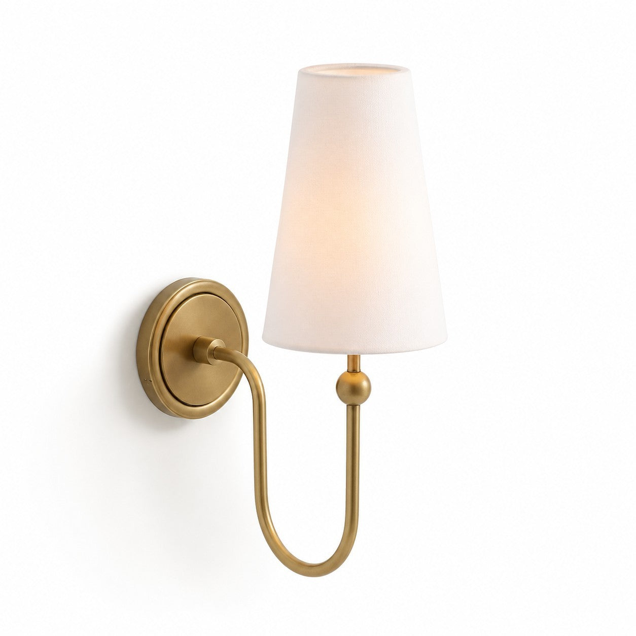Azon Country Linen Brass Swan Neck Wall Light
