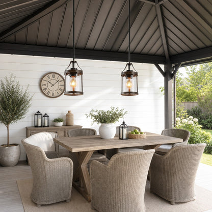 Brilliante Industrial Retro Rust Cylinder Seeded Glass Pendant Light
