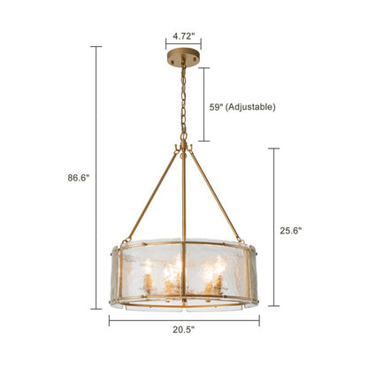 Coriander Farmhouse Water Ripple Glass Drum Chandelier