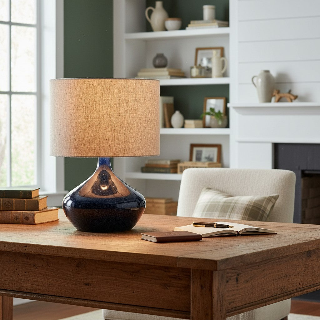 Daphne Vintage Ceramic Linen Shade Table Lamp