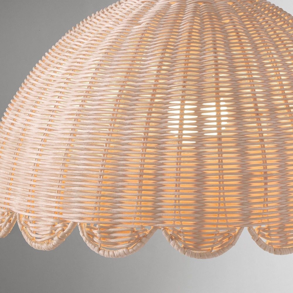 Marlowe Vintage Style Rattan Shade Wood - Based Floor Lamp