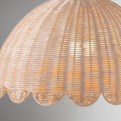 Marlowe Vintage Style Rattan Shade Wood - Based Floor Lamp