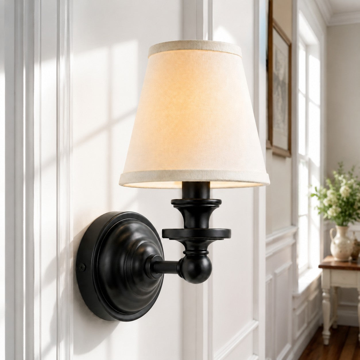 Ashby Vintage Linen Shade Wall Light