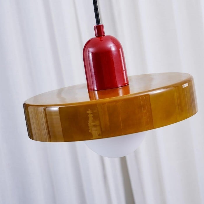 Xanadu Bauhaus Stained Glass Disc Pendant Light