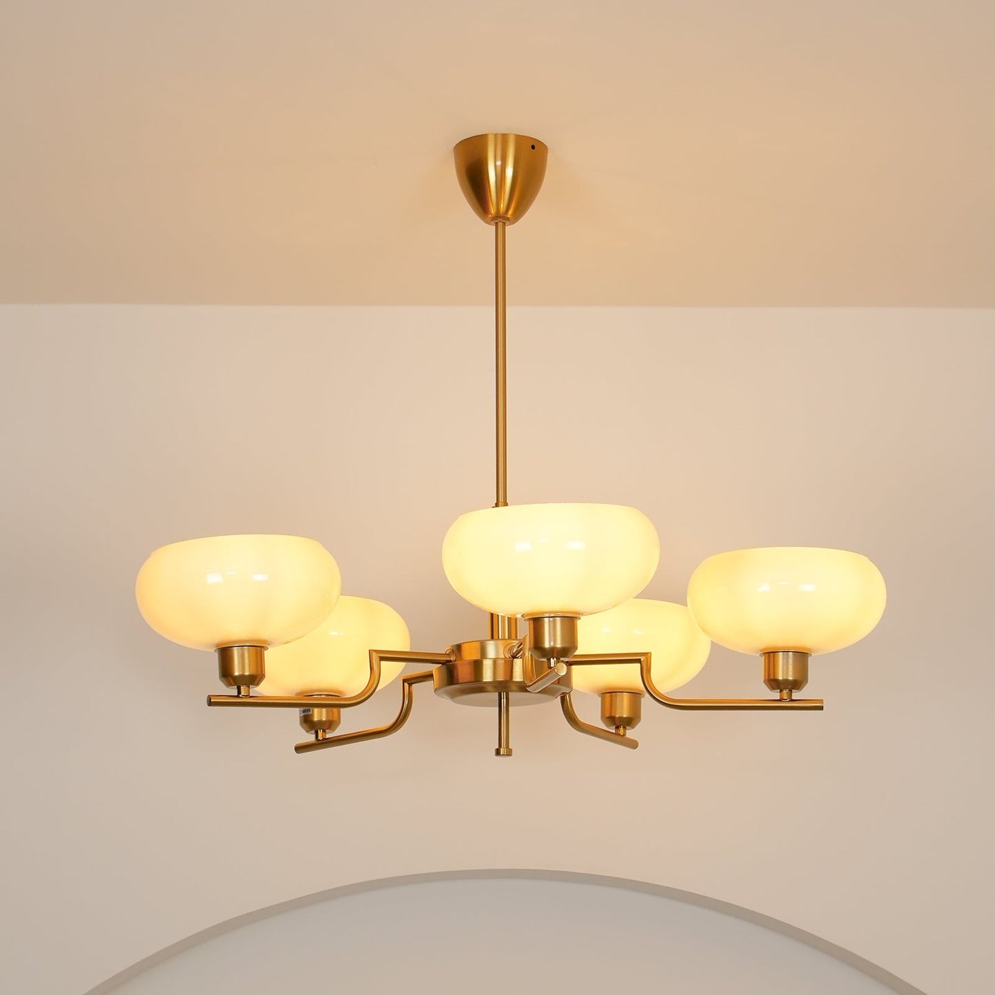 Shadella Modern Cream Glass Bauhaus Chandelier