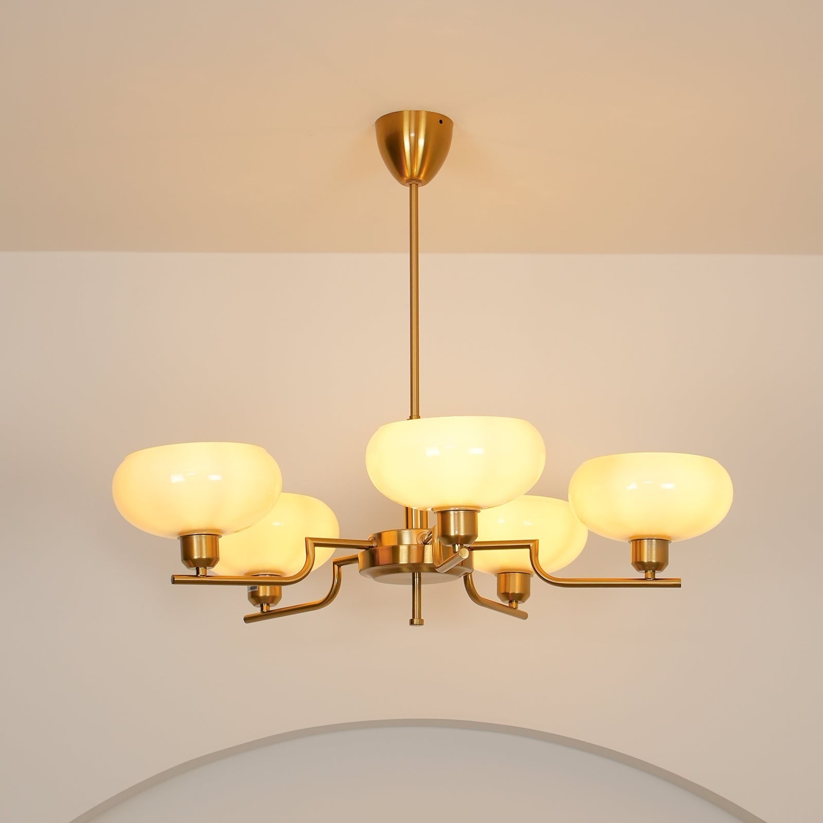 Shadella Modern Cream Glass Bauhaus Chandelier