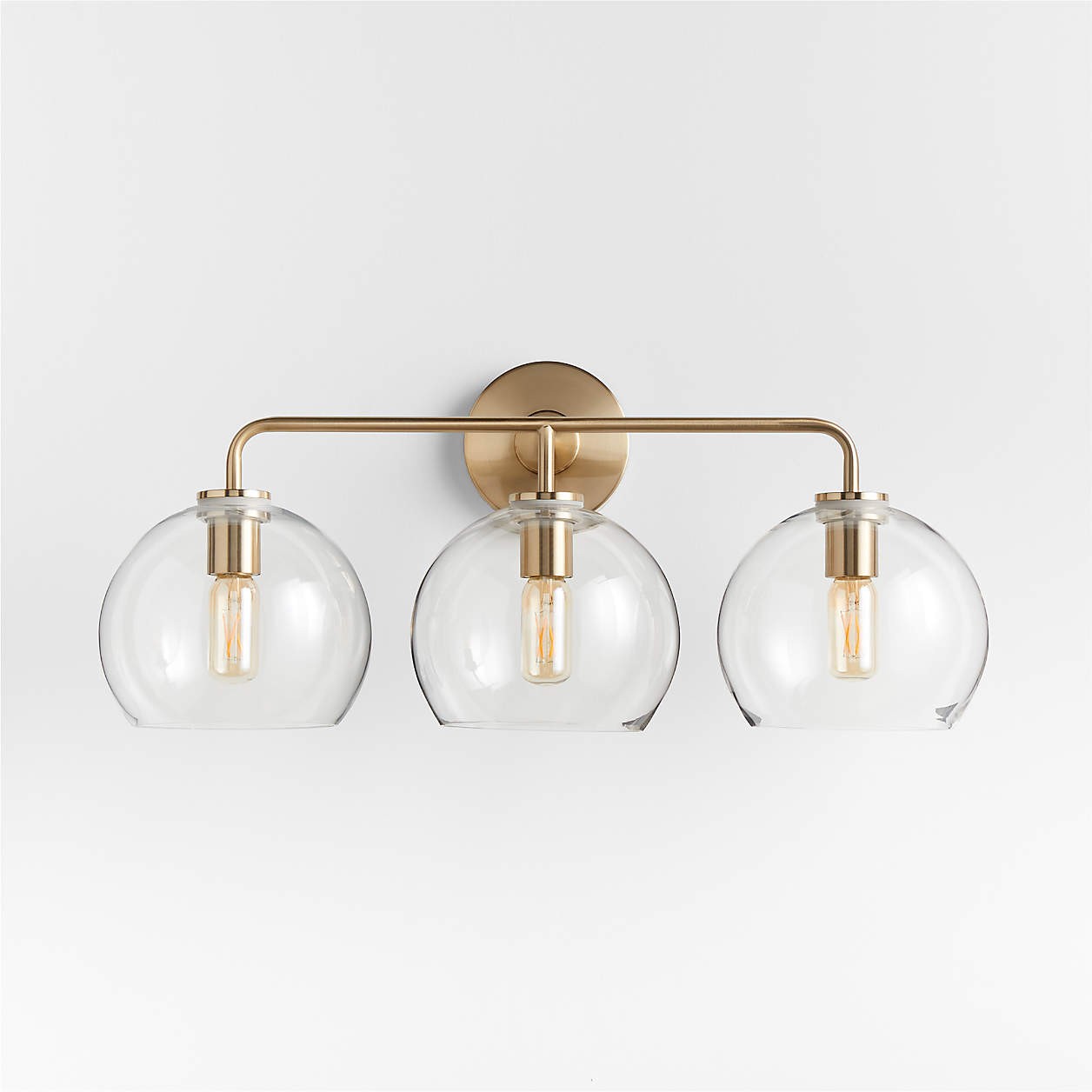 Konig Minimalist 3-Light Round Shade Brass Glass Wall Light