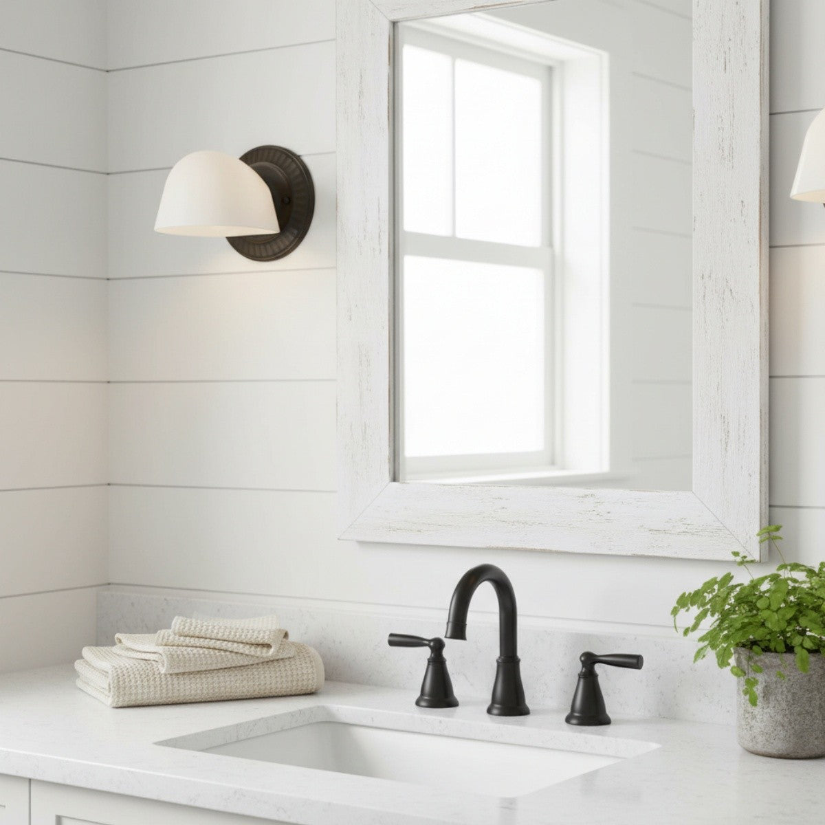 Pyrvyn Mid-Century Modern Milk Glass Shade Wall Sconce