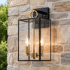 Lindsay Farmhouse Black And Brass Outdoor Lantern Wall Light