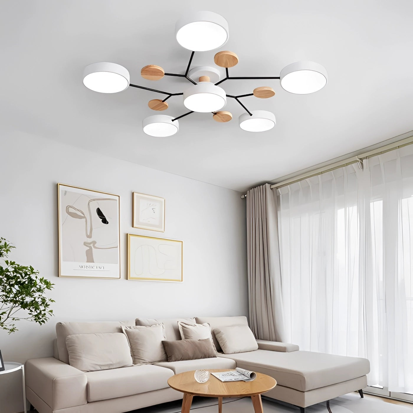 Phelith Scandinavian Round Molecule Branch Led Ceiling Light