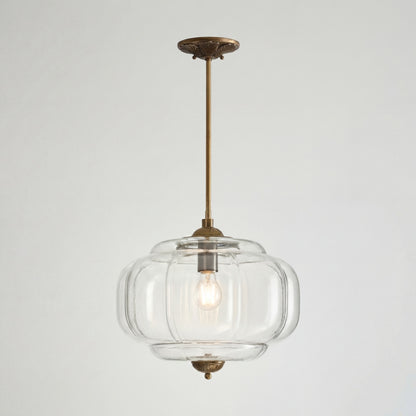 Vortan Antique Brass Green Glass Semi-Flush Mount Eloise Pendant Lamp