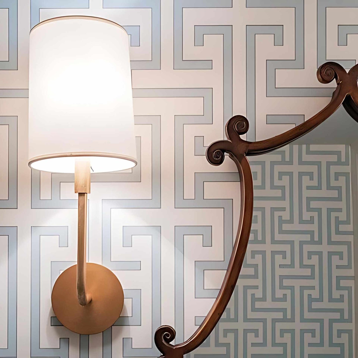Syrinth Farmhouse Linen Shade Curved Arm Wall Lamp