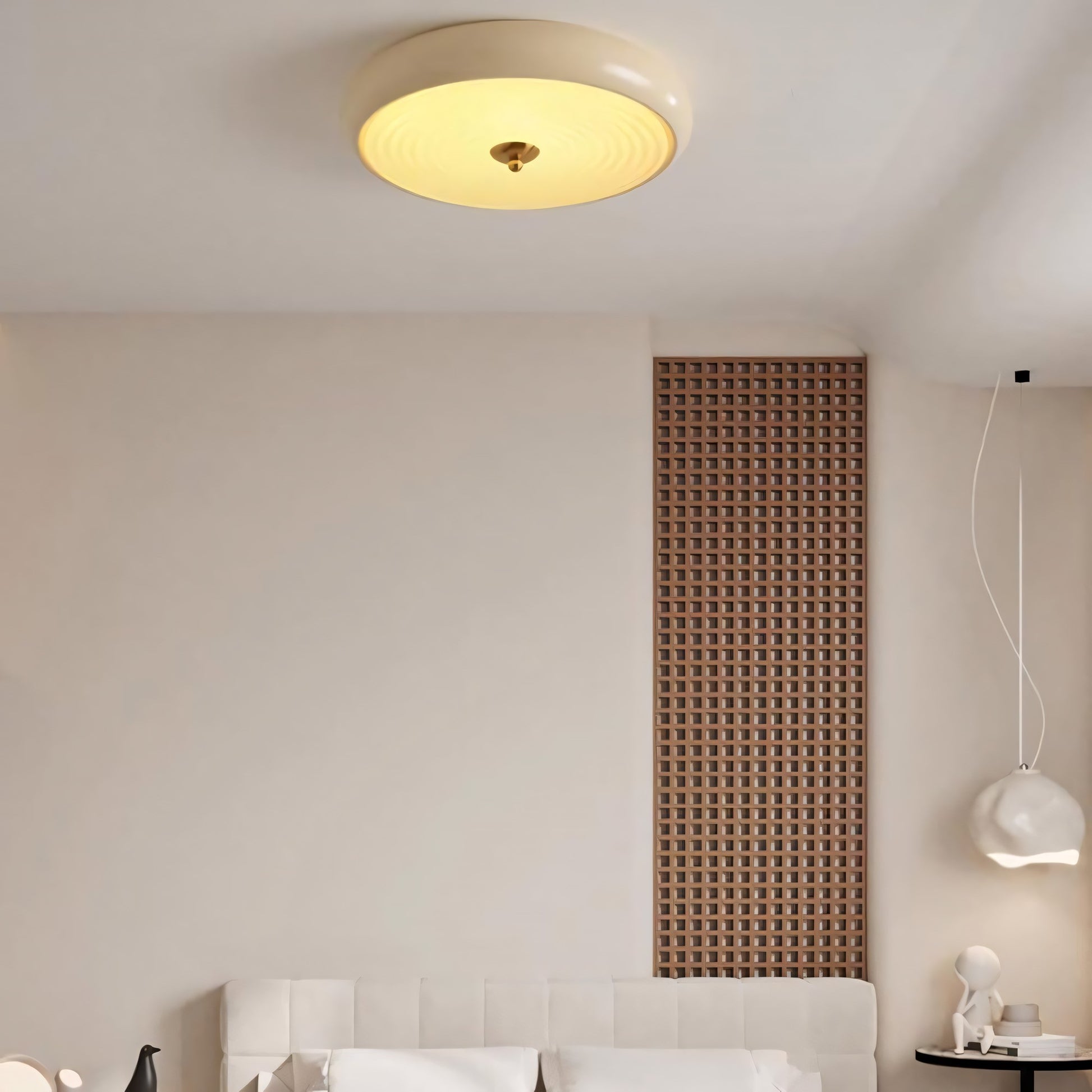 Laren Ribbed Glass Shade Led Circular Light