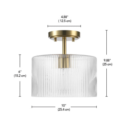 Finnda Farmhouse Ribbed Glass Semi Flush Ceiling