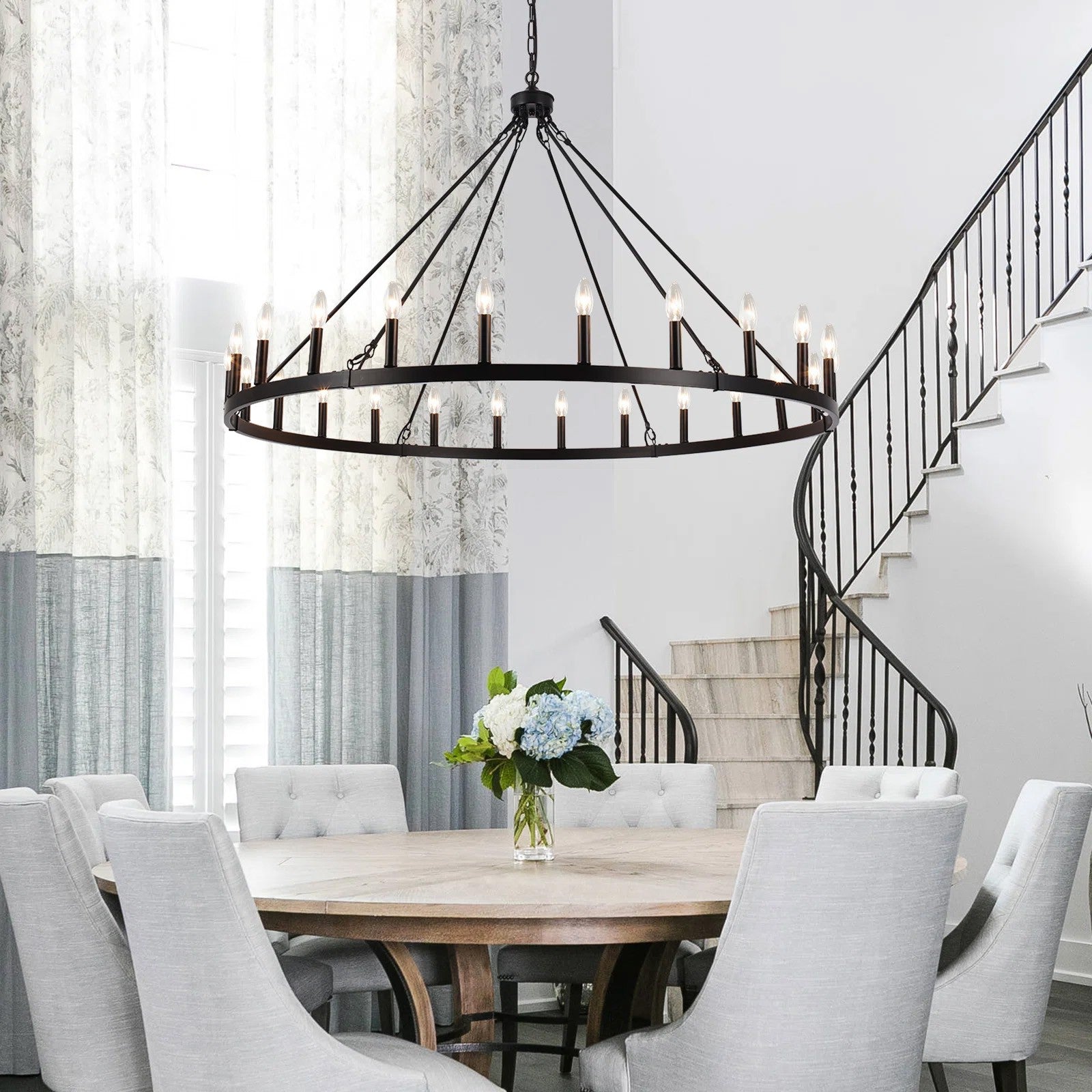 Raeth Farmhouse 24 Lights Wagon Wheel Candle Style Chandelier