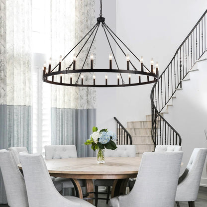 Raeth Farmhouse 24 Lights Wagon Wheel Candle Style Chandelier
